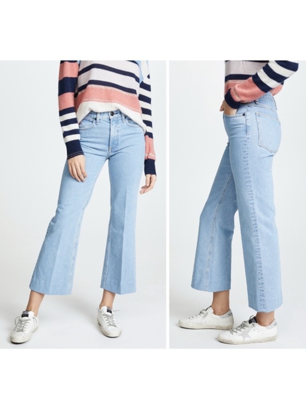 Rag & Bone Justine high-rise wide-leg cropped jeans Broken Nelly Size 29